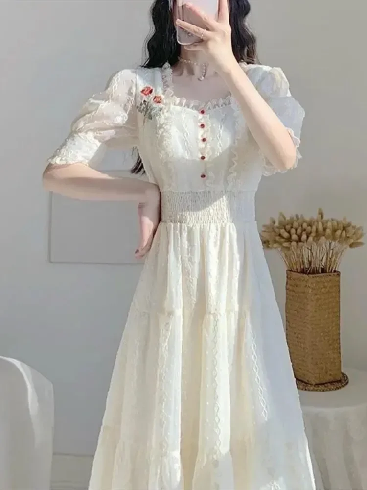 Vintage Lace Fairycore Midi Dress Women 2024 Summer French Floral Elegant Party Princess Dress Ladies Lace Embroidery Clothes
Vintage Lace Fairycore Midi Dress Women 2024 Summer French Floral Elegant Party Princess Dress Ladies Lace Embroidery Clothes