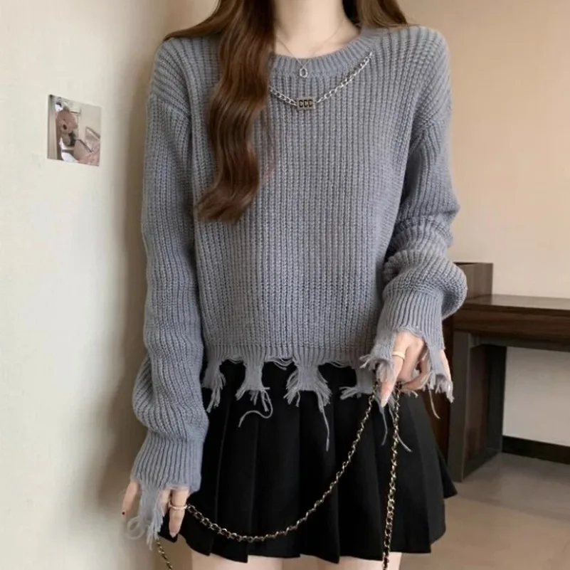 Ptkpcc с кисточками Y2k, женские полосатые свободные готические вязаные джемперы, уличная одежда, пуловеры в стиле Харадзюку с цепочкой и длинными рукавами, топ
Ptkpcc с кисточками Y2k, женские полосатые свободные готические вязаные джемперы, уличная одежда, пуловеры в стиле Харадзюку с цепочкой и длинными рукавами, топ