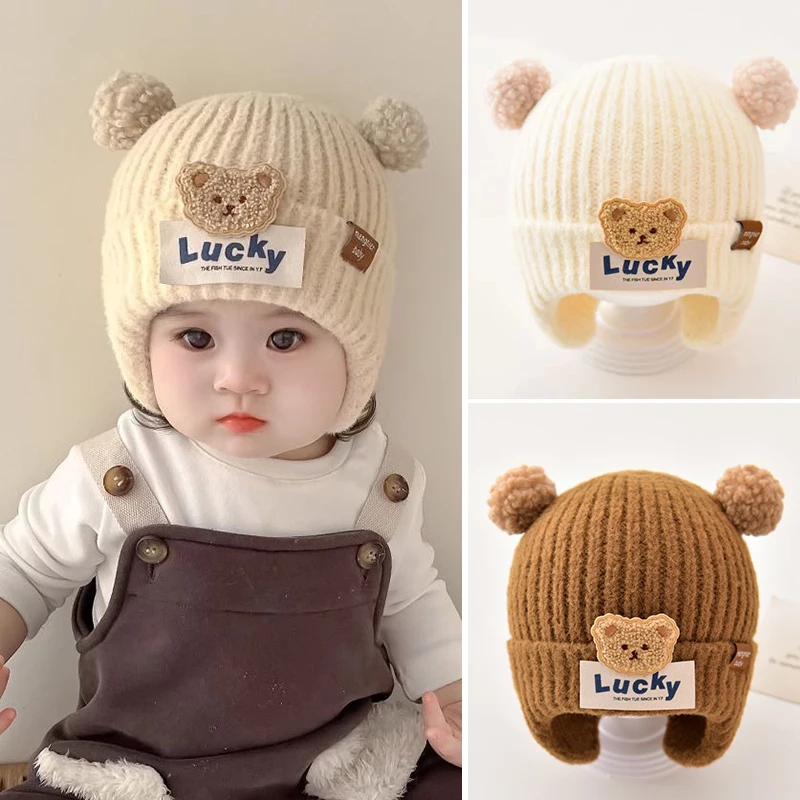 Cute Bear Baby Ear Protection Hat Winter Warm Newborn Pullover Cap Plush Ball Infant Knitted Woolen Hats 6-12Month Kids Beanie
Cute Bear Baby Ear Protection Hat Winter Warm Newborn Pullover Cap Plush Ball Infant Knitted Woolen Hats 6-12Month Kids Beanie