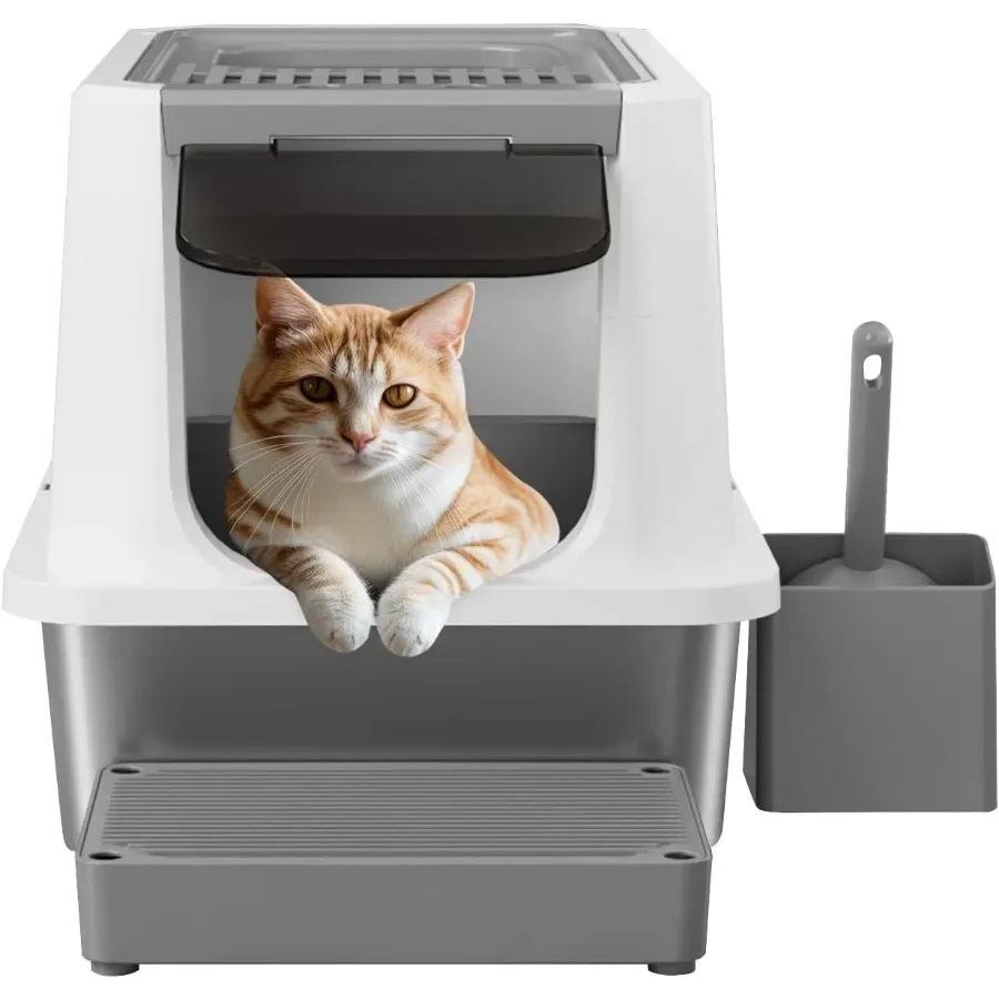 Large Odorless Enclosed Stainless Steel Cat Litter Box with Top Holes for Small to Large Cats Ideal Indoor Use with SpillProof
Large Odorless Enclosed Stainless Steel Cat Litter Box with Top Holes for Small to Large Cats Ideal Indoor Use with SpillProof