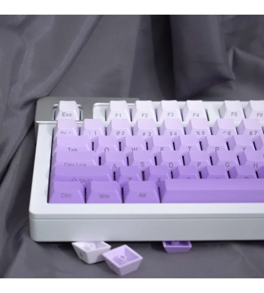 Purple gradual change positive/side engraved 125 key mechanical keyboard keycap PBT hot sublimation custom cherry
Purple gradual change positive/side engraved 125 key mechanical keyboard keycap PBT hot sublimation custom cherry