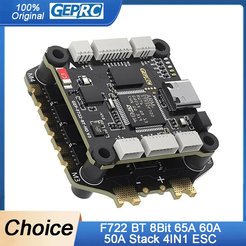 GEPRC TAKER F722 BT Stack — 65A/60A/50A 4IN1 ESC, черная коробка 512M, 32-битный анализ данных и барометр для гоночного FPV-дрона
GEPRC TAKER F722 BT Stack — 65A/60A/50A 4IN1 ESC, черная коробка 512M, 32-битный анализ данных и барометр для гоночного FPV-дрона