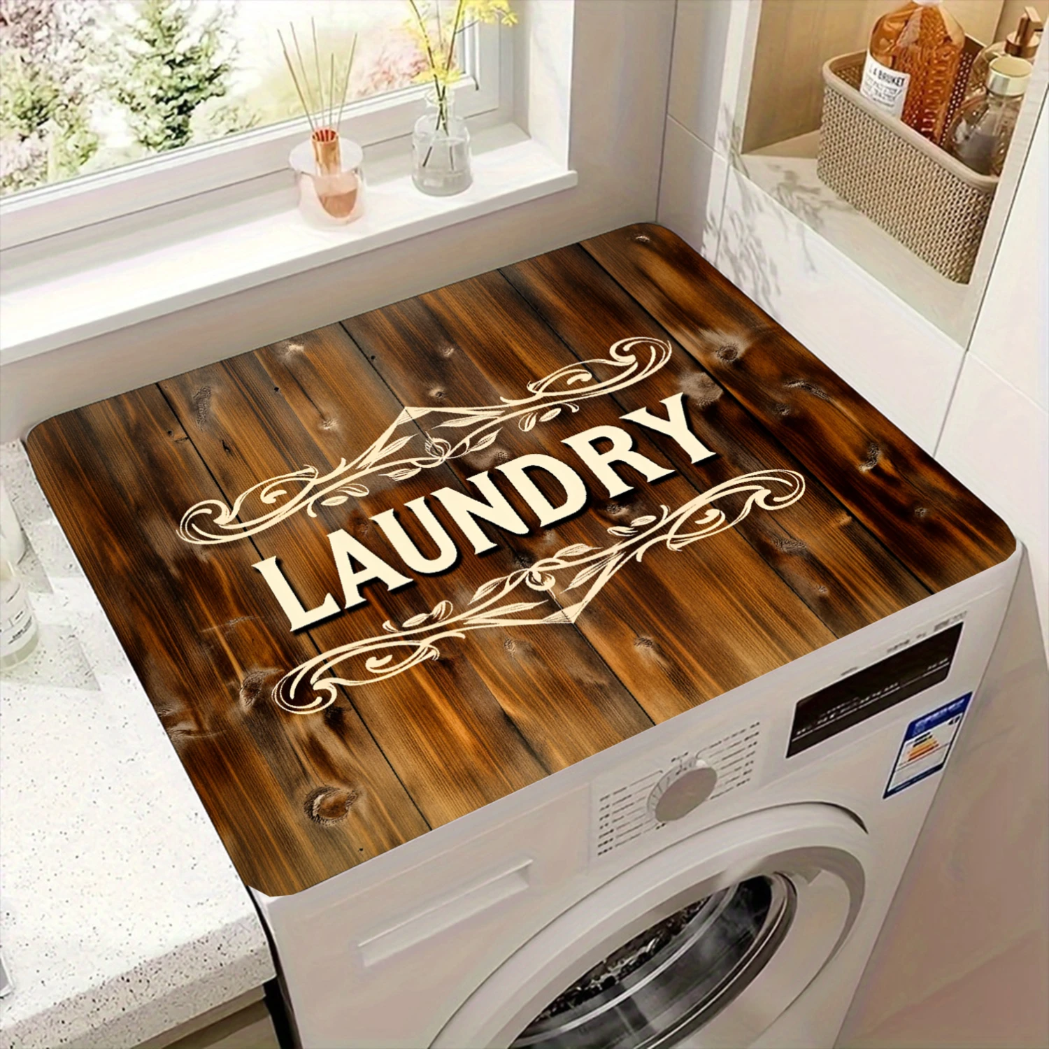 1pc Brown Wooden Texture Laundry Machine Cover with Floral Design And Laundry Text Top Protection for Washing Machine
1pc Brown Wooden Texture Laundry Machine Cover with Floral Design And Laundry Text Top Protection for Washing Machine