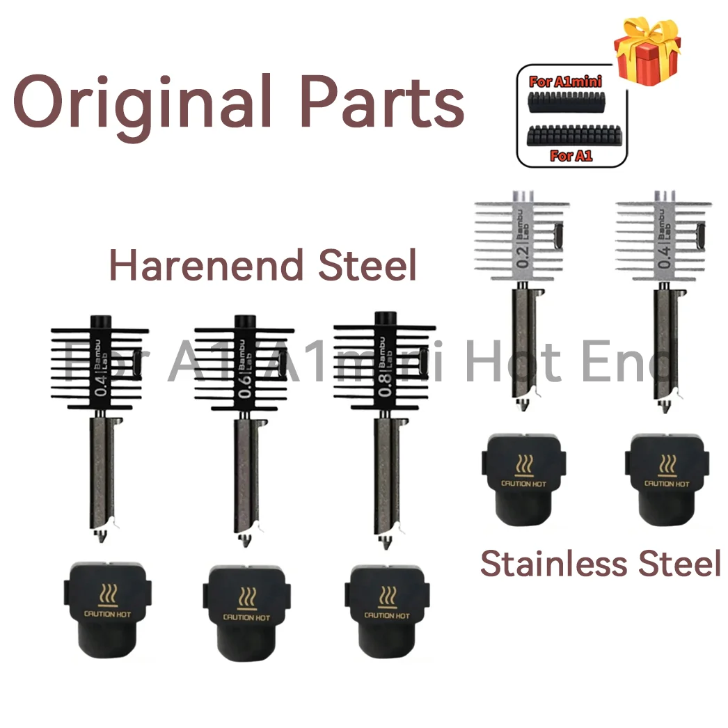 Original Hotend Kit For Bambu Lab A1/A1 Mini Fast Speed Hot End Assembly 0.2/0.4/0.6/0.8mm Hardened steel Nozzle 3D Printer Part
Original Hotend Kit For Bambu Lab A1/A1 Mini Fast Speed Hot End Assembly 0.2/0.4/0.6/0.8mm Hardened steel Nozzle 3D Printer Part