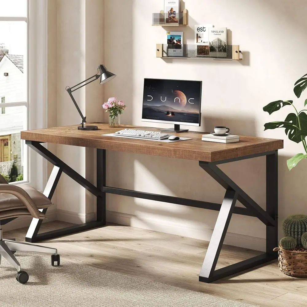 60 Natural Wood Computer Desk, Minimalist Rustic Style, Vintage Industrial Design for Home Office & Gaming
60 Natural Wood Computer Desk, Minimalist Rustic Style, Vintage Industrial Design for Home Office & Gaming