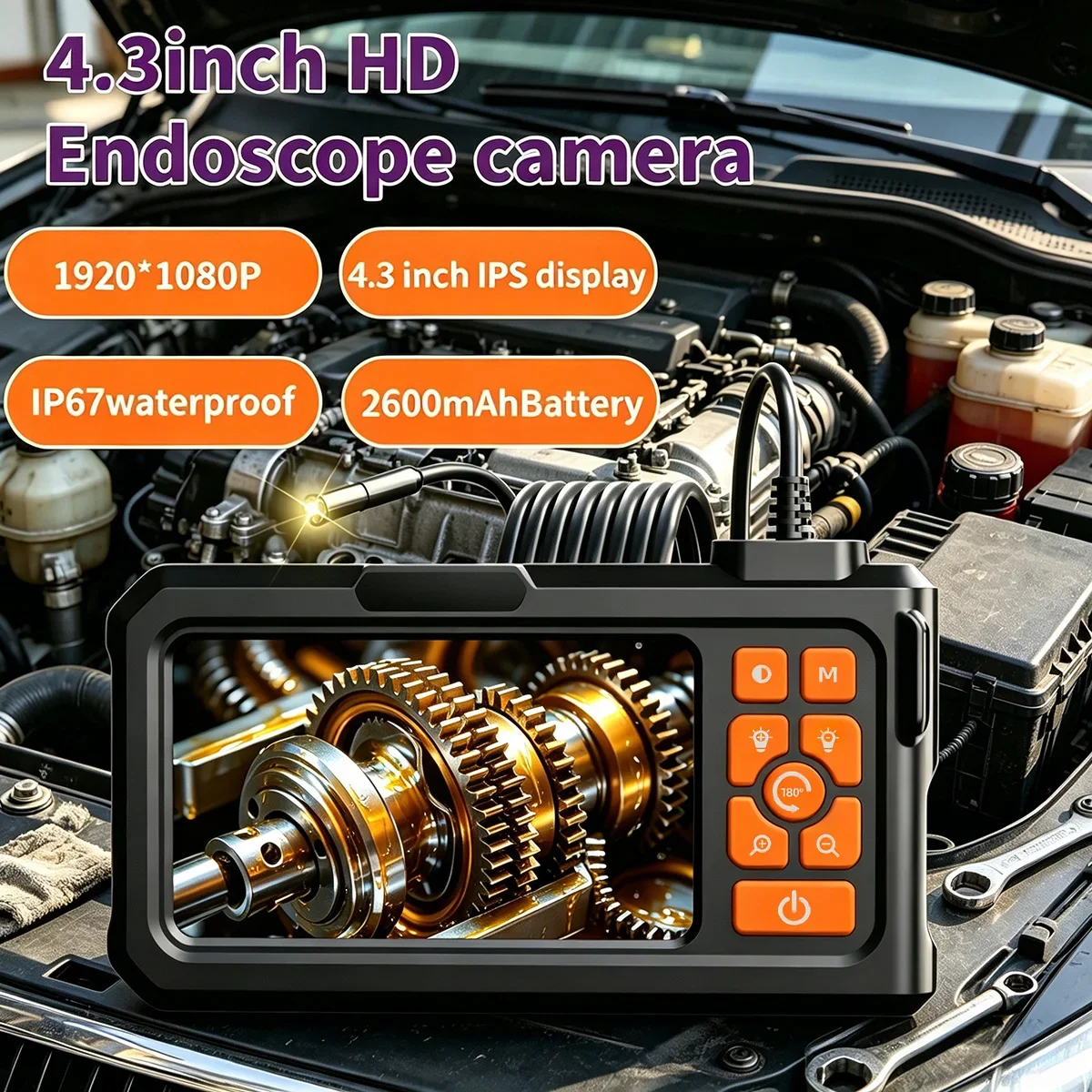 Industrial Endoscope Camera 4.3 "Single Lens 8mm HD 1080P Car/Pipe Inspection Borescope IP67 Waterproof Sewer Camera With 8 LEDS
Industrial Endoscope Camera 4.3 "Single Lens 8mm HD 1080P Car/Pipe Inspection Borescope IP67 Waterproof Sewer Camera With 8 LEDS
