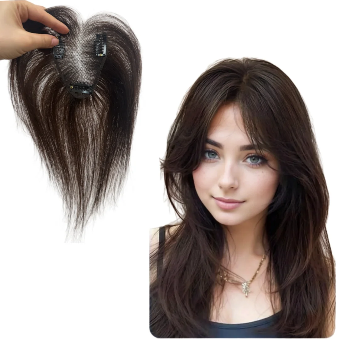 7x10cm Invisible Lace Human Hair Toppers for Women 10 Inch Invisible Clip In Bangs Natural Hairpieces for Thinning Hair
7x10cm Invisible Lace Human Hair Toppers for Women 10 Inch Invisible Clip In Bangs Natural Hairpieces for Thinning Hair