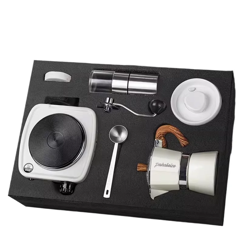 Mocha pot, coffee maker, household small double valve gift box, gift gift, hand grinder coffee machine, hand brewed coffee set
Mocha pot, coffee maker, household small double valve gift box, gift gift, hand grinder coffee machine, hand brewed coffee set