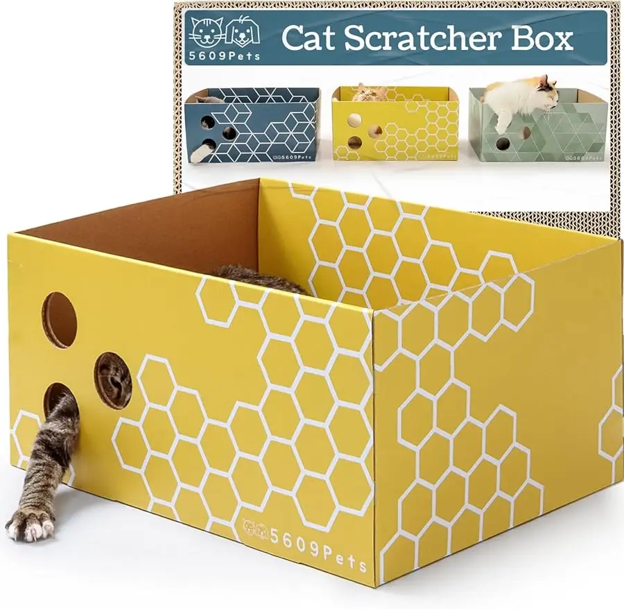 Heavy Duty Cardboard Cat Scratcher Box with Refillable Double-Sided Cat Scratching Board for Indoor Cats
Heavy Duty Cardboard Cat Scratcher Box with Refillable Double-Sided Cat Scratching Board for Indoor Cats