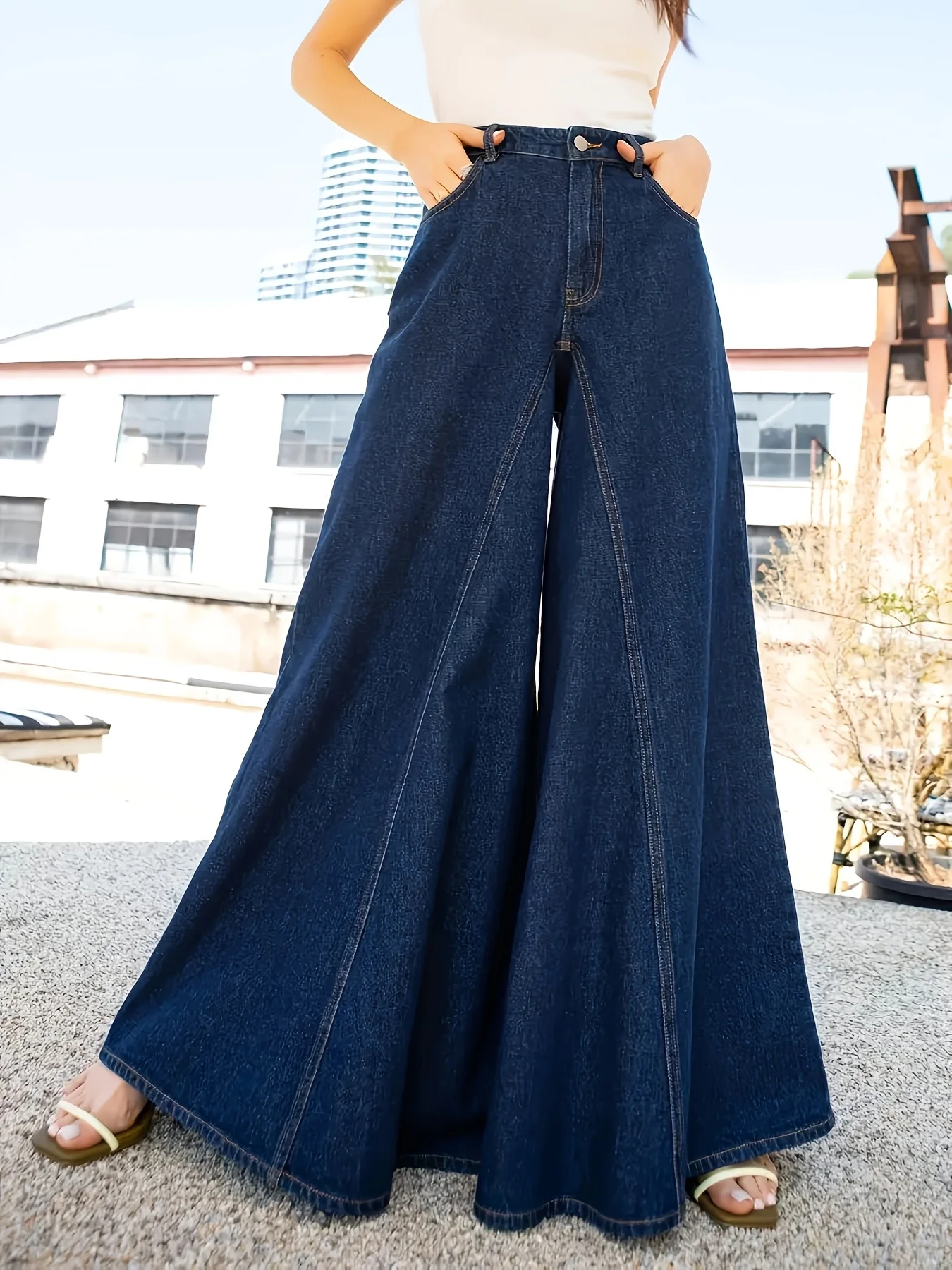 Women's Loose Wide-Leg Jeans with Large Hems, Casual Denim Trousers
Women's Loose Wide-Leg Jeans with Large Hems, Casual Denim Trousers