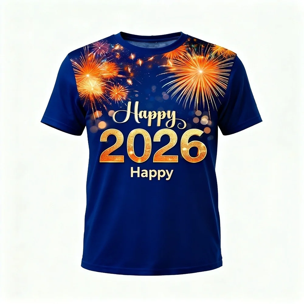 2026 Happy New Year T-shirt Unisex Holiday Family Outfits Simple Fashion Short Sleeve T Shirts Dazzling Firework Patterns
2026 Happy New Year T-shirt Unisex Holiday Family Outfits Simple Fashion Short Sleeve T Shirts Dazzling Firework Patterns