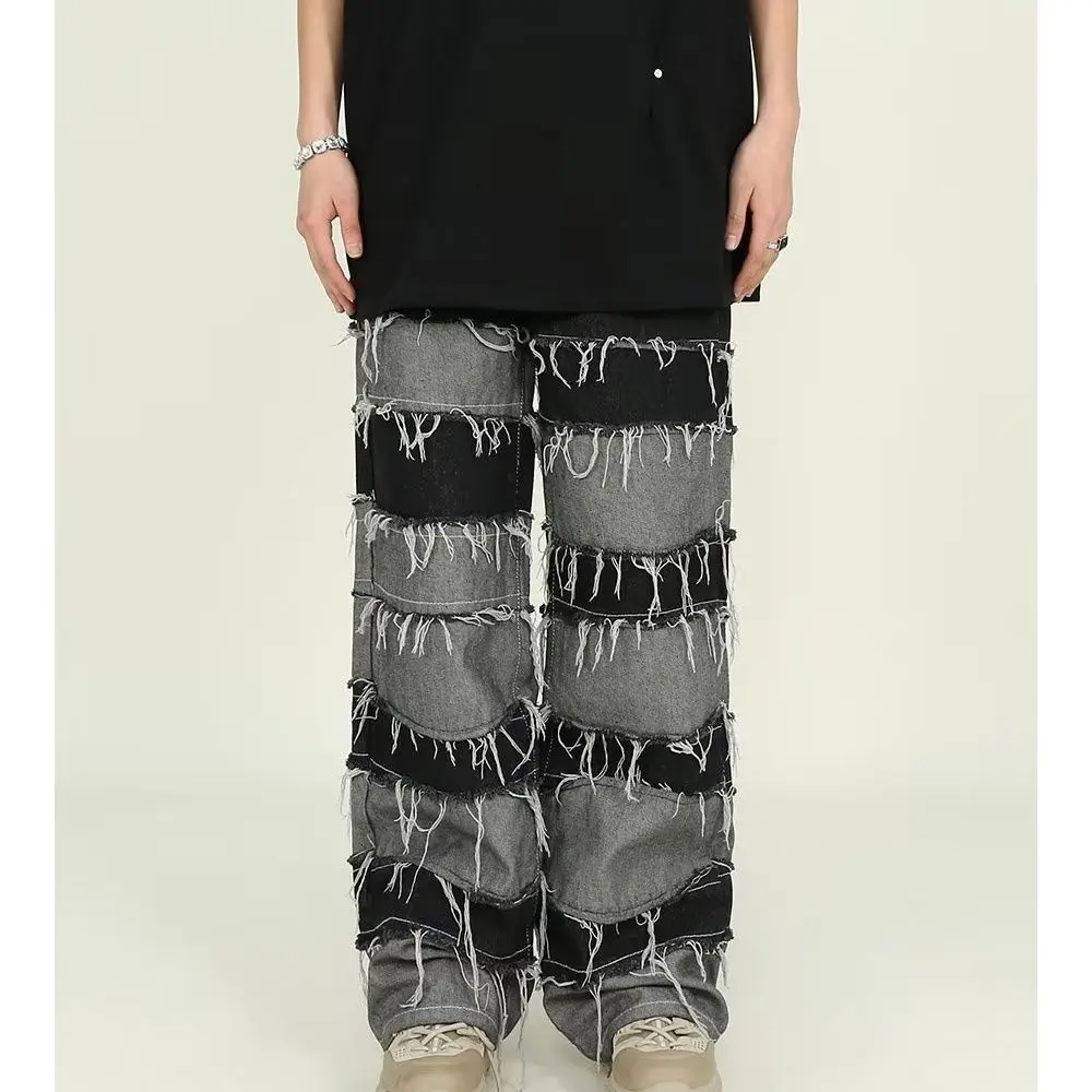 High Street Vintage Style Tassel Pants Men's Stitching Fashion Draping Wide Leg Hip Hop Idle Jeans Couple
High Street Vintage Style Tassel Pants Men's Stitching Fashion Draping Wide Leg Hip Hop Idle Jeans Couple