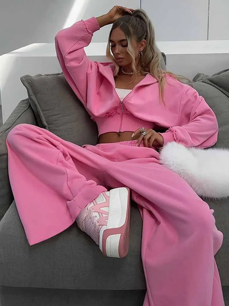 BKQU повседневные толстовки на молнии, комплект из 2 предметов, женская осенняя укороченная куртка с длинными рукавами + эластичные широкие брюки, модный спортивный костюм Y2k
BKQU повседневные толстовки на молнии, комплект из 2 предметов, женская осенняя укороченная куртка с длинными рукавами + эластичные широкие брюки, модный спортивный костюм Y2k
