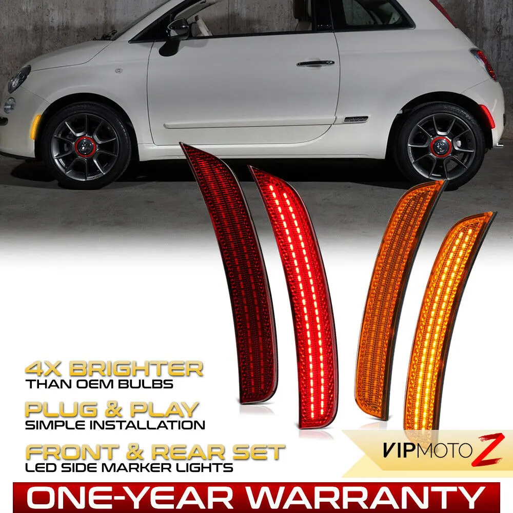 4PC Full LED Front Amber+Rear Red Side Marker Lights For 2012-2019 Fiat 500 500e
4PC Full LED Front Amber+Rear Red Side Marker Lights For 2012-2019 Fiat 500 500e