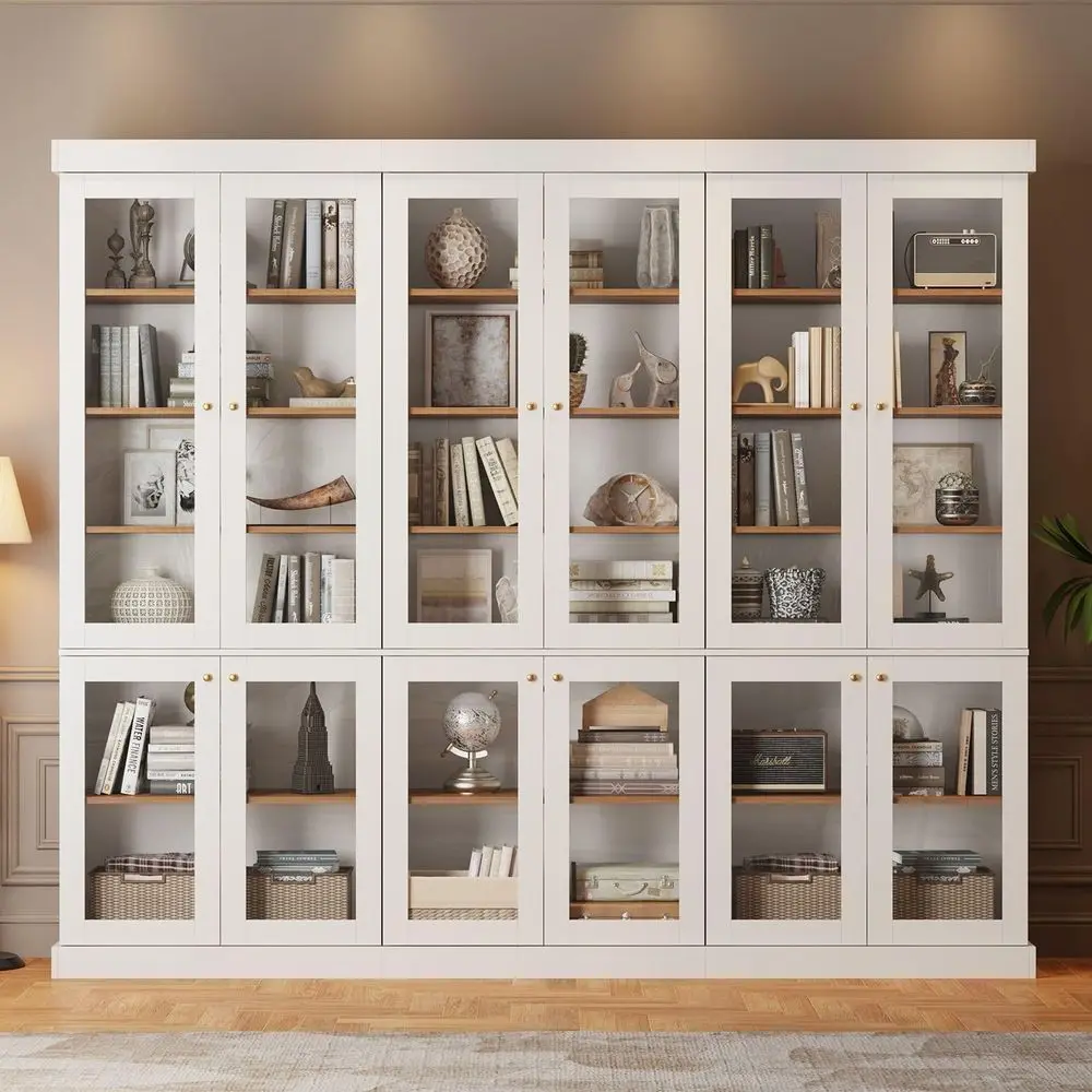 6-Tier Adjustable Shelving Unit with Glass Door, Large Storage Cabinet for Living Room & Home Office, Set of 3, White
6-Tier Adjustable Shelving Unit with Glass Door, Large Storage Cabinet for Living Room & Home Office, Set of 3, White