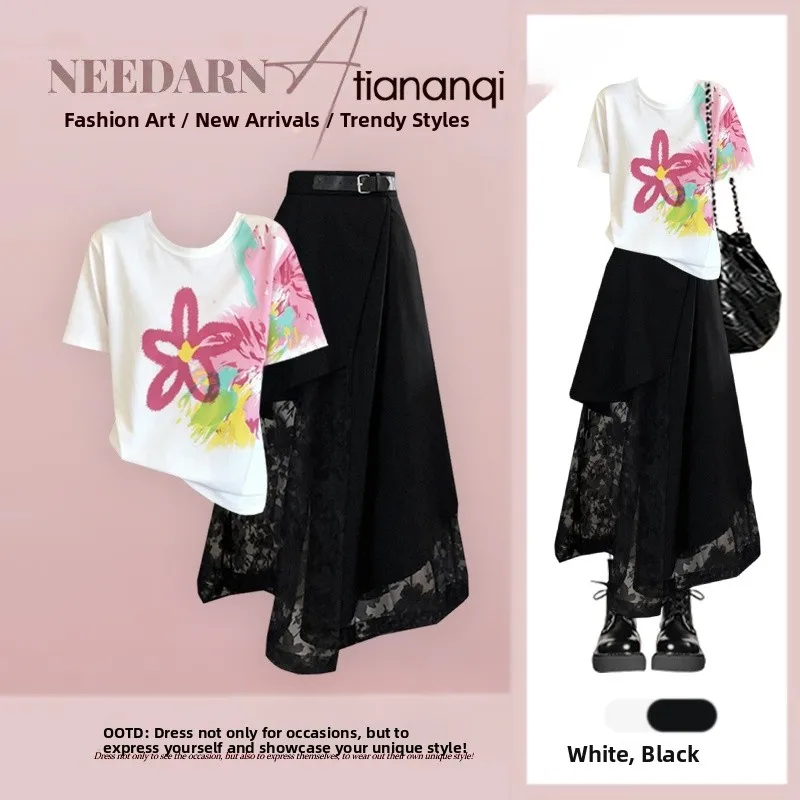 Summer Design Lazy Style Versatile Youthful Print Top High Waist Lace Half Skirt Two Piece Set Fashionable Elegant round Neck...
Summer Design Lazy Style Versatile Youthful Print Top High Waist Lace Half Skirt Two Piece Set Fashionable Elegant round Neck...