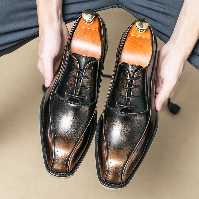 Casual Business Shoes for Men Dress Shoes Lace Up Formal Black Patent Leather Brogue Shoes for Male Wedding Party Office Oxfords
Casual Business Shoes for Men Dress Shoes Lace Up Formal Black Patent Leather Brogue Shoes for Male Wedding Party Office Oxfords