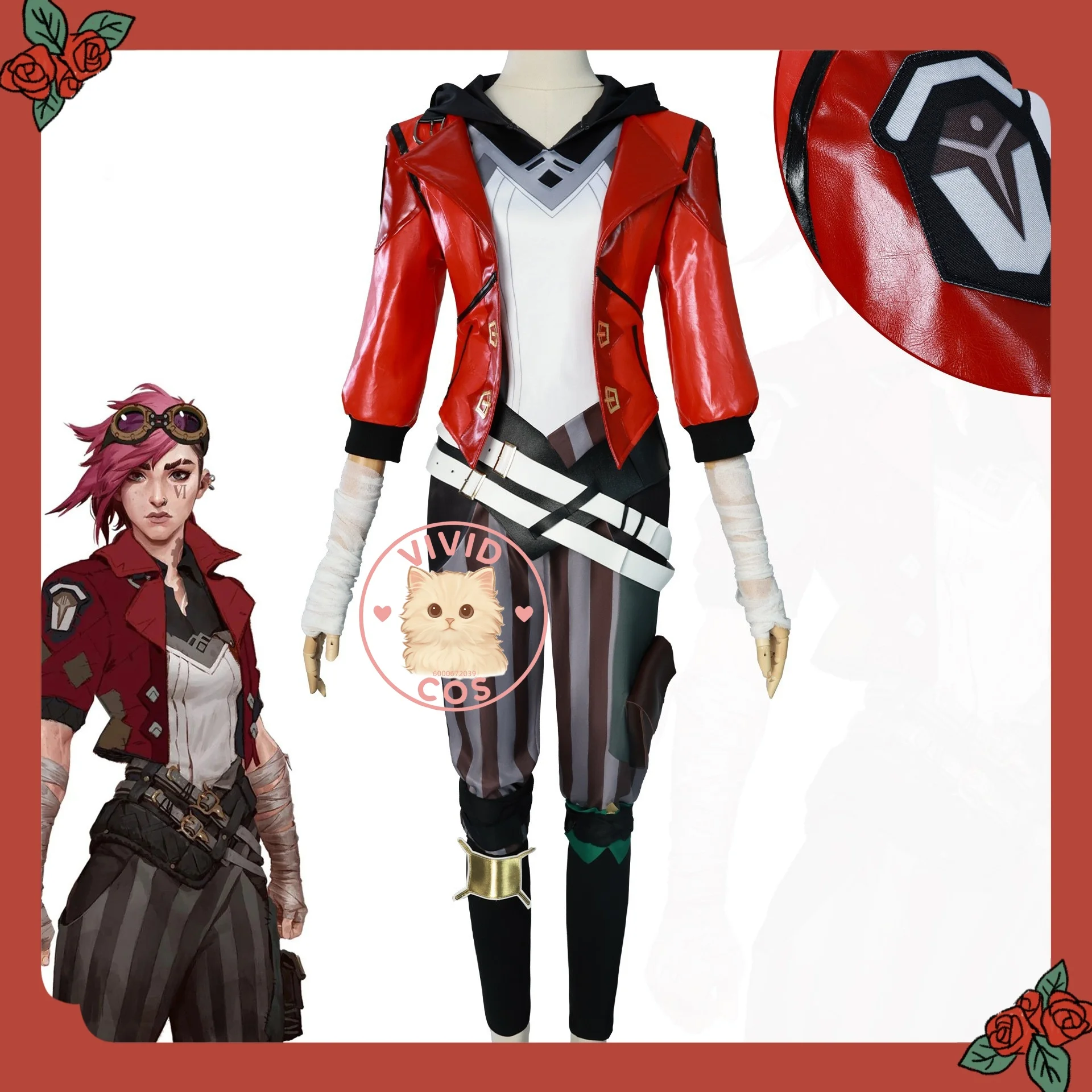 League of Legends: Arcane Vi The Piltover Enforcer Full Set of Cosplay Costume Cool and Edgy Red Clothing Set for Woman Game
League of Legends: Arcane Vi The Piltover Enforcer Full Set of Cosplay Costume Cool and Edgy Red Clothing Set for Woman Game