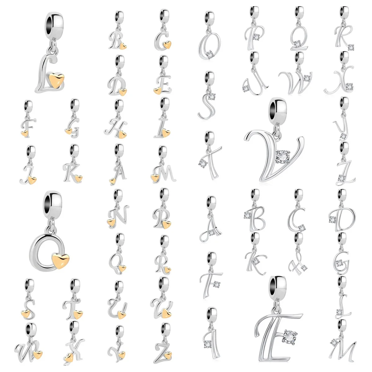26 A-Z Letter Bead 925 Sterling Silver Heart-Shaped Pendant, Fit Original Bracelet Pendant Bracelet CZ Zirconia Bead Jewelry
26 A-Z Letter Bead 925 Sterling Silver Heart-Shaped Pendant, Fit Original Bracelet Pendant Bracelet CZ Zirconia Bead Jewelry