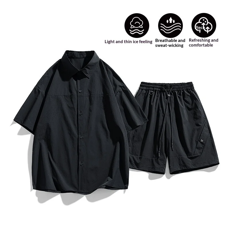Men Summer Ice Silk Mesh Short Sleeve Shirt Loose Quick Dry Casual Cardigan Outfit Set
Men Summer Ice Silk Mesh Short Sleeve Shirt Loose Quick Dry Casual Cardigan Outfit Set