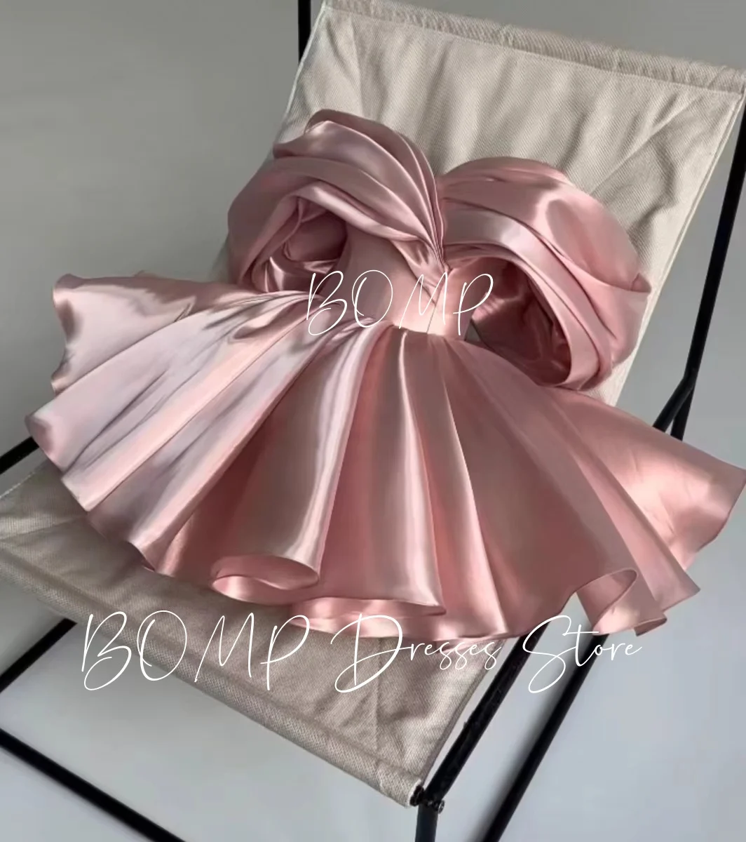BOMP Modern Off Shoulder Pleat Wedding Party Dress Pink A-Line Draped Satin Special Occasion Mini Birthday Gown Customized
BOMP Modern Off Shoulder Pleat Wedding Party Dress Pink A-Line Draped Satin Special Occasion Mini Birthday Gown Customized