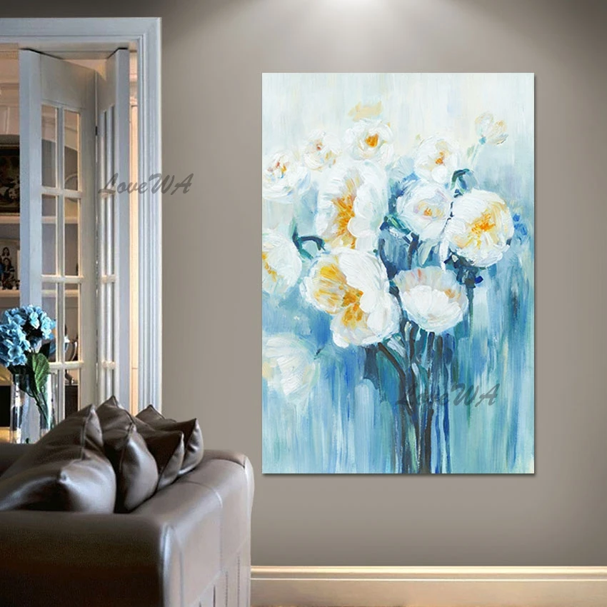 White Blue Abstract Canvas Painting Flower Art Quality Modern Decor Acrylic Artwork Pure Handmade Wall Picture For Restaurant
White Blue Abstract Canvas Painting Flower Art Quality Modern Decor Acrylic Artwork Pure Handmade Wall Picture For Restaurant