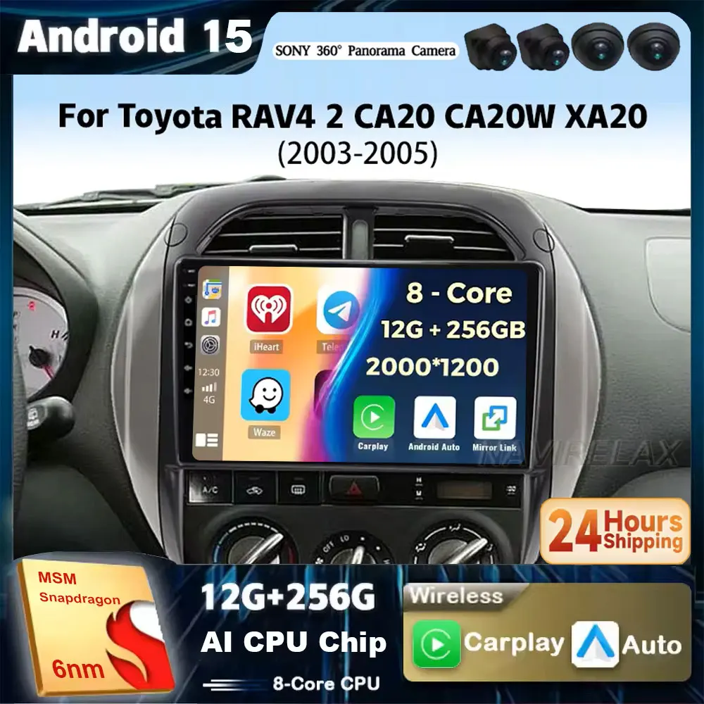 Android 15 For Toyota RAV4 2 CA20 CA20W XA20 2003 - 2005 2K QLED Stereo Car Radio Multimedia Video Player GPS 4G CarPlay
Android 15 For Toyota RAV4 2 CA20 CA20W XA20 2003 - 2005 2K QLED Stereo Car Radio Multimedia Video Player GPS 4G CarPlay