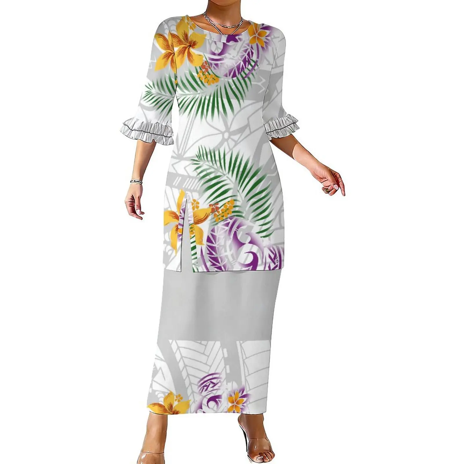 Polynesian Lady'S Fitted Suit Dress Custom-Made Wholesale Puletasi Double-Layer Ruffled Sleeves Party Festival Dress
Polynesian Lady'S Fitted Suit Dress Custom-Made Wholesale Puletasi Double-Layer Ruffled Sleeves Party Festival Dress