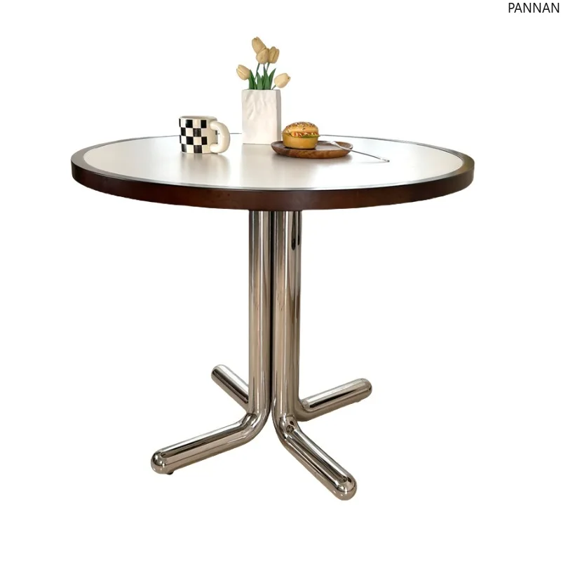 Stainless steel medieval ins round dining table modern simple solid wood frame rock slab dining table
Stainless steel medieval ins round dining table modern simple solid wood frame rock slab dining table