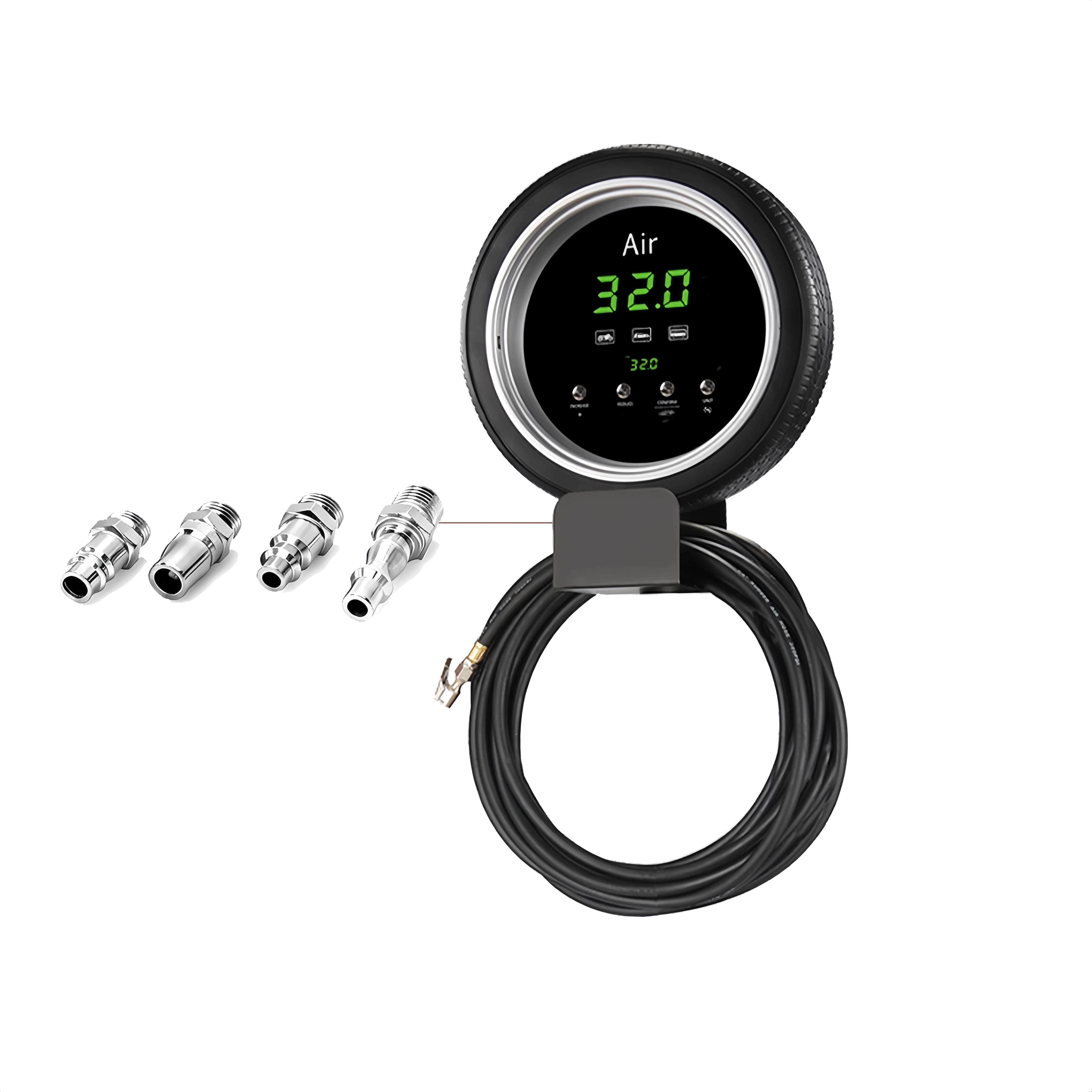 Digital Automatic Wall-Mounted Air Inflator for Gas Motorcycle Used Tyres Metal Tire Pressure Monitor for Car and SUV Tires
Digital Automatic Wall-Mounted Air Inflator for Gas Motorcycle Used Tyres Metal Tire Pressure Monitor for Car and SUV Tires