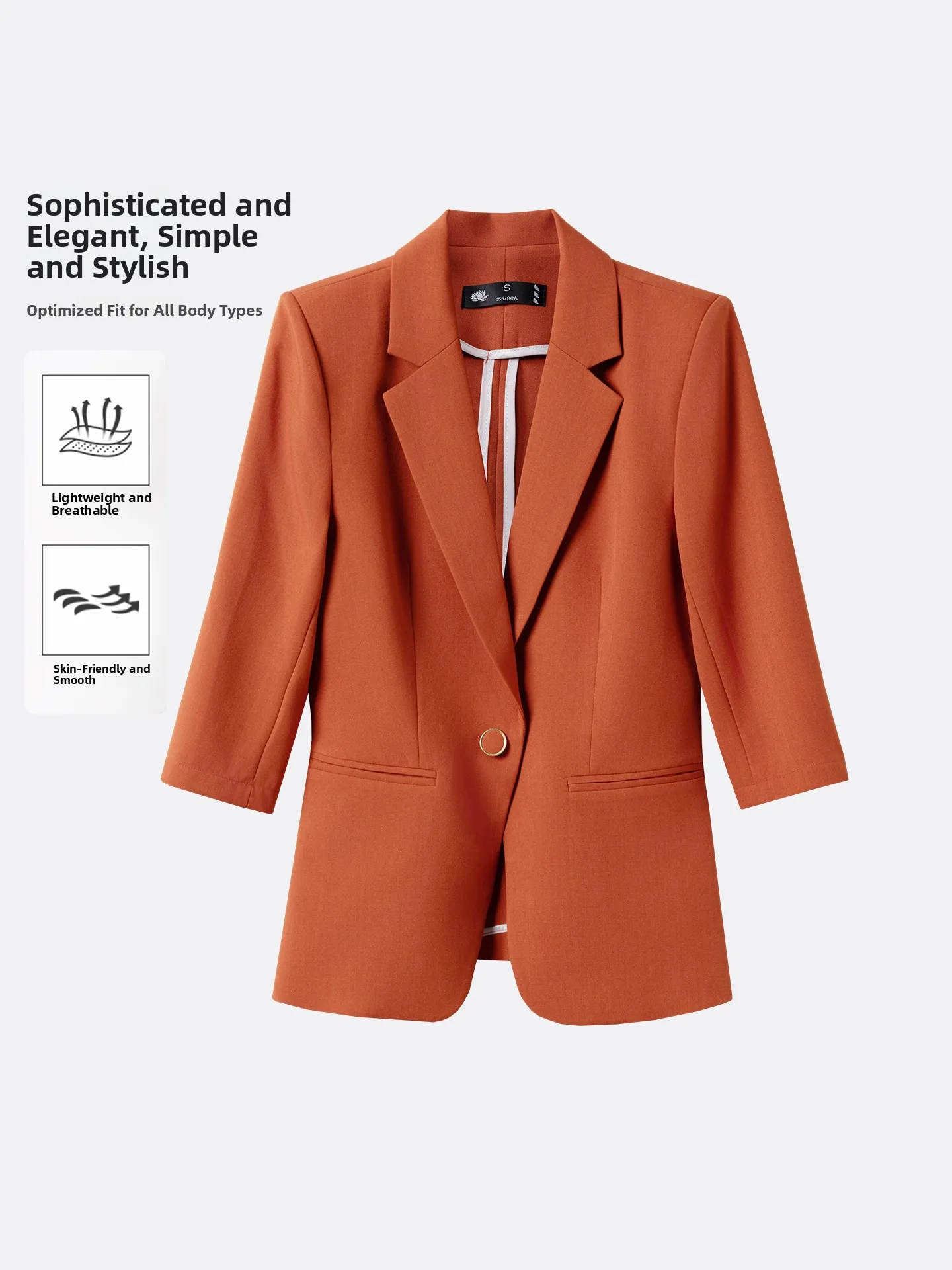 Orange Suit Jacket Women's Casual Commute Style Seven Sleeve Length Commuter Goddess Look Fashionable Spring New Arrival
Orange Suit Jacket Women's Casual Commute Style Seven Sleeve Length Commuter Goddess Look Fashionable Spring New Arrival