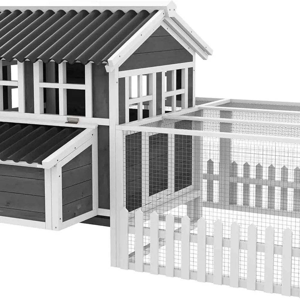 Wooden Chicken Coop with Run for 1-2 Chickens, Hen House with Nesting Box, Removable Tray, Fence, Outdoor Poultry Cage, 68" x 59
Wooden Chicken Coop with Run for 1-2 Chickens, Hen House with Nesting Box, Removable Tray, Fence, Outdoor Poultry Cage, 68" x 59
