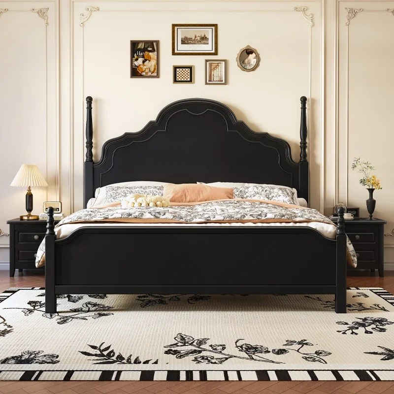 French retro black all solid wood, medieval master bedroom 1.8 meters double, modern simple bedroom storage wedding bed
French retro black all solid wood, medieval master bedroom 1.8 meters double, modern simple bedroom storage wedding bed