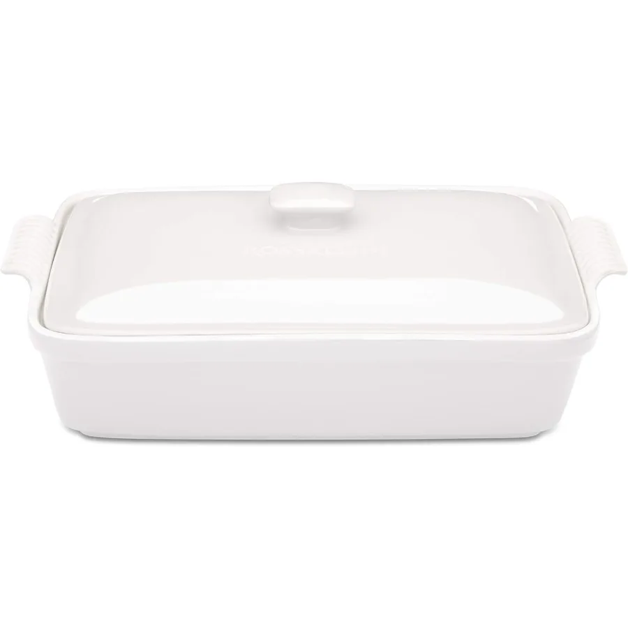 Керамическая запеканка, набор форм для выпечки с крышкой, прямоугольная посуда, очень большая, 4,23 литра, 13 на 9 дюймов, Bianco [белый