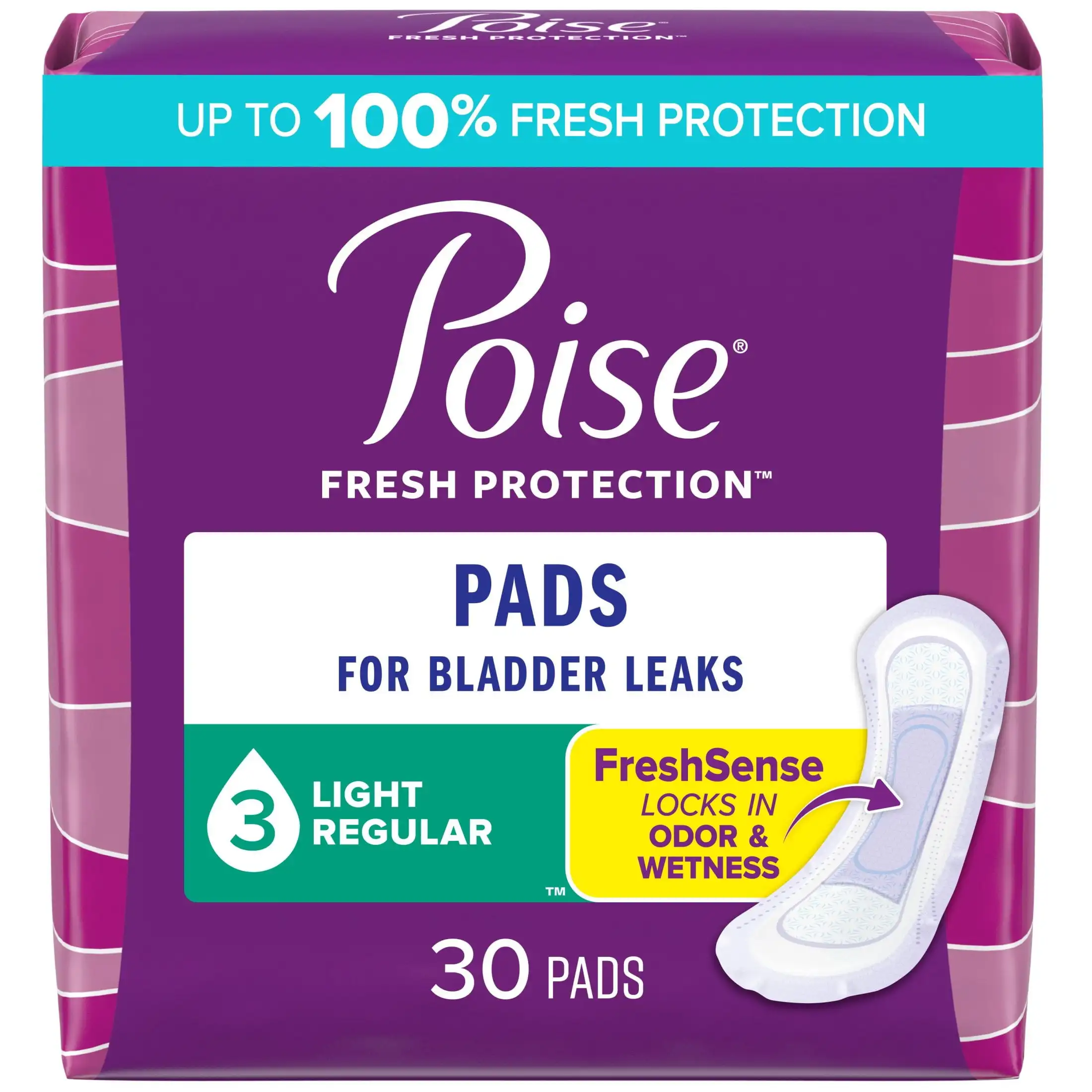 Incontinence Pads for Women,3 Drop Light Absorbency, Regular Length, 30 Count
Incontinence Pads for Women,3 Drop Light Absorbency, Regular Length, 30 Count
