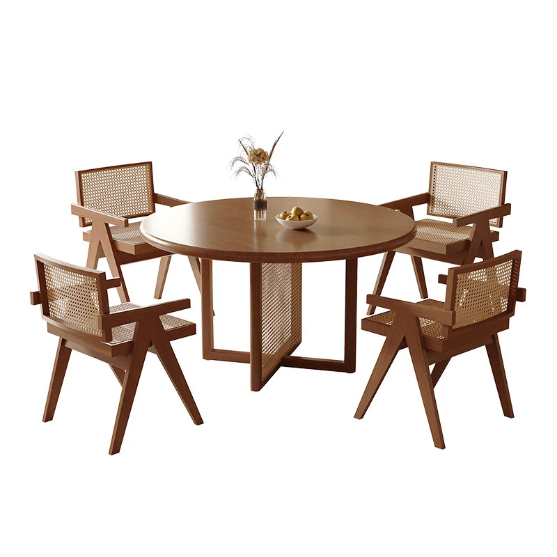# Modern Simple Solid Wood Round 4-Seater Durable Dining Table and Chair Set for Small Apartment Home Use
# Modern Simple Solid Wood Round 4-Seater Durable Dining Table and Chair Set for Small Apartment Home Use