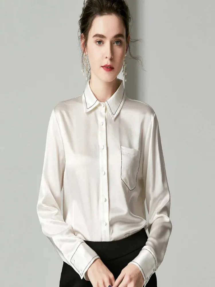 Fashion 100% Mulberry Silk Shirts For Women Long Sleeve Tops Female Spring Autumn Real Blouse Women's Clothing Blusas Mujer
Fashion 100% Mulberry Silk Shirts For Women Long Sleeve Tops Female Spring Autumn Real Blouse Women's Clothing Blusas Mujer