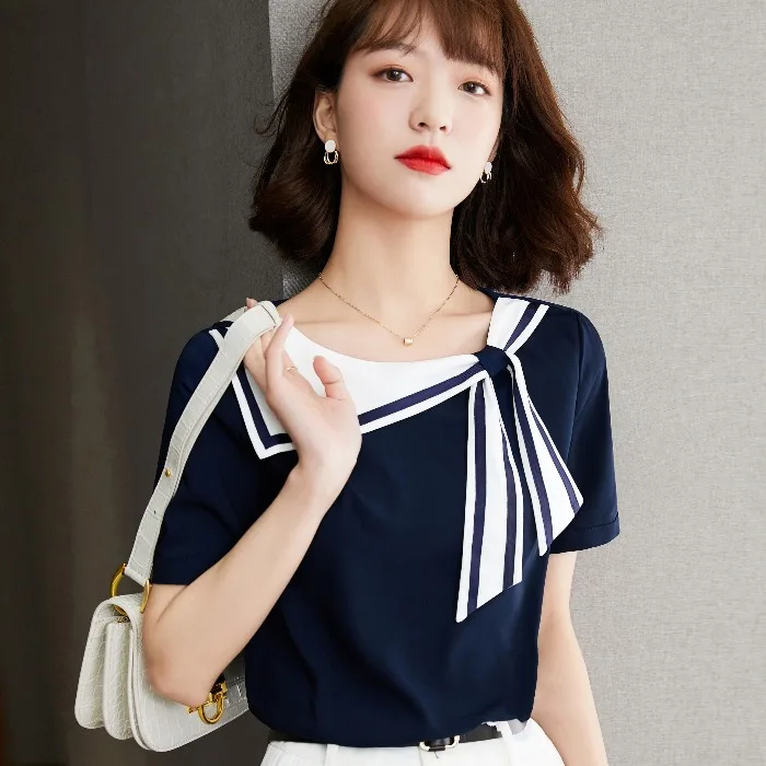 Summer Design Sensation Women's Chiffon irt ort Sve Cover Belly Top Trendy Korean Sle Navigation Collar Loose Fit T-...
Summer Design Sensation Women's Chiffon irt ort Sve Cover Belly Top Trendy Korean Sle Navigation Collar Loose Fit T-...