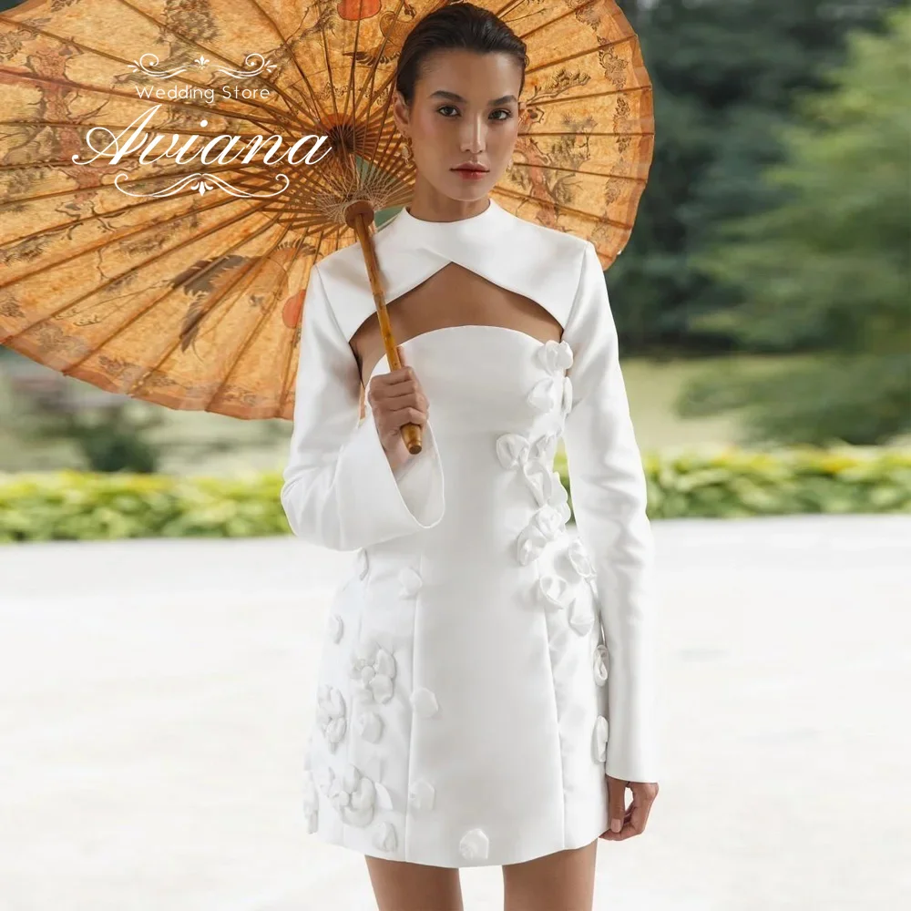Customized Aviana Cut Out Long Sleeves Floral Embellished Short Length Backless Satin Bridal Dress Evening Gown Party Dress 2025
Customized Aviana Cut Out Long Sleeves Floral Embellished Short Length Backless Satin Bridal Dress Evening Gown Party Dress 2025
