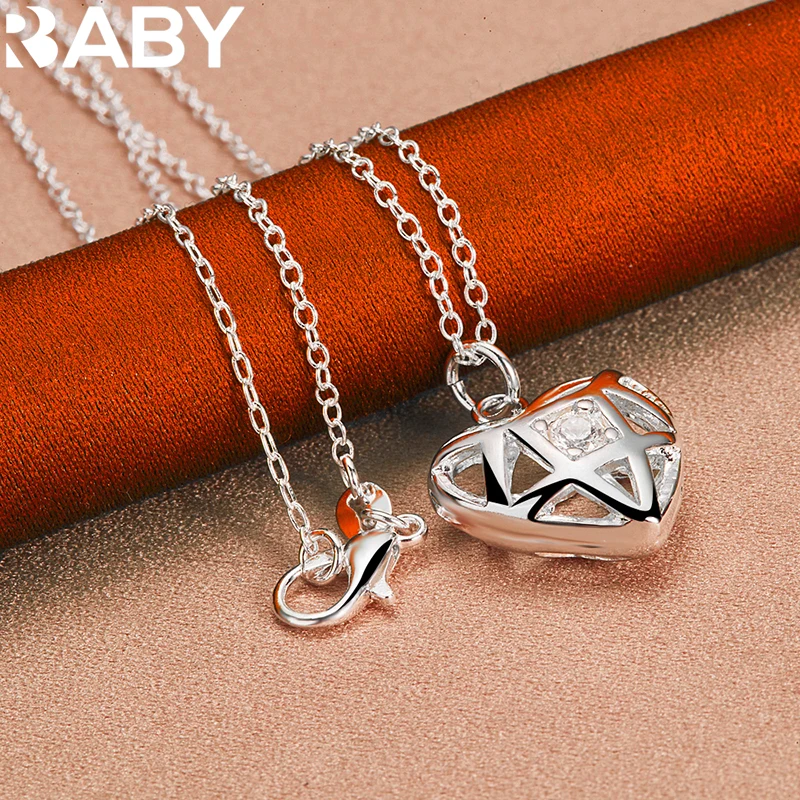 925 Sterling Silver Hollow Heart Zircon Pendant Necklace For Women Man 18-30 Inch Chain Fashion Charm Jewelry Lovers Accessories
925 Sterling Silver Hollow Heart Zircon Pendant Necklace For Women Man 18-30 Inch Chain Fashion Charm Jewelry Lovers Accessories