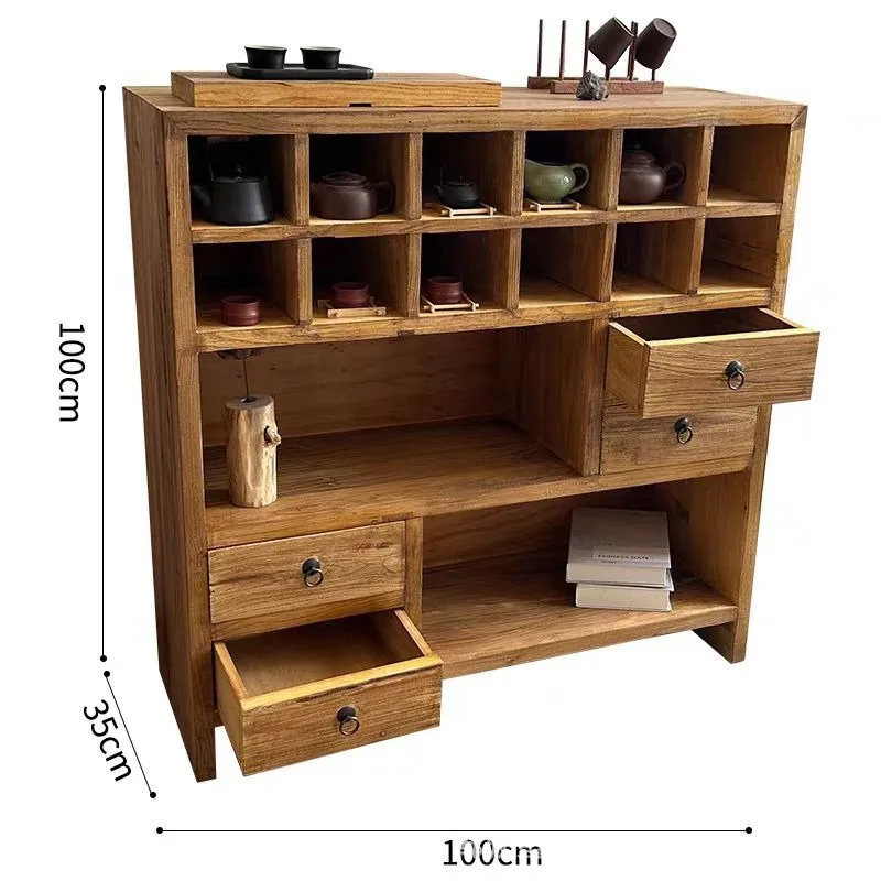 New Chinese-style dining side cabinet, solid wood living room small apartment tea cabinet, old elm weathering bed
New Chinese-style dining side cabinet, solid wood living room small apartment tea cabinet, old elm weathering bed