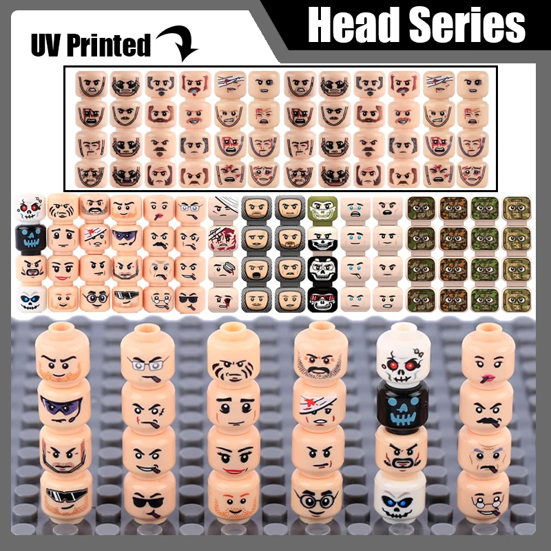 MOC City Head Face Parts Accessories Building Blocks Skeleton Injured Soldier Ghost Expression Halloween Mini Bricks Toys Gifts
MOC City Head Face Parts Accessories Building Blocks Skeleton Injured Soldier Ghost Expression Halloween Mini Bricks Toys Gifts
