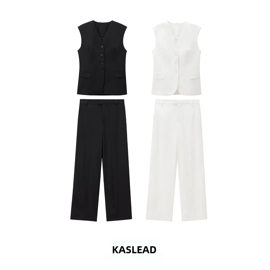 KASLEAD New Women's Fashion Simplicity Vest Top Pocket Decoration Straight Leg Pants Summer Outfit Two-Piece Set
KASLEAD New Women's Fashion Simplicity Vest Top Pocket Decoration Straight Leg Pants Summer Outfit Two-Piece Set