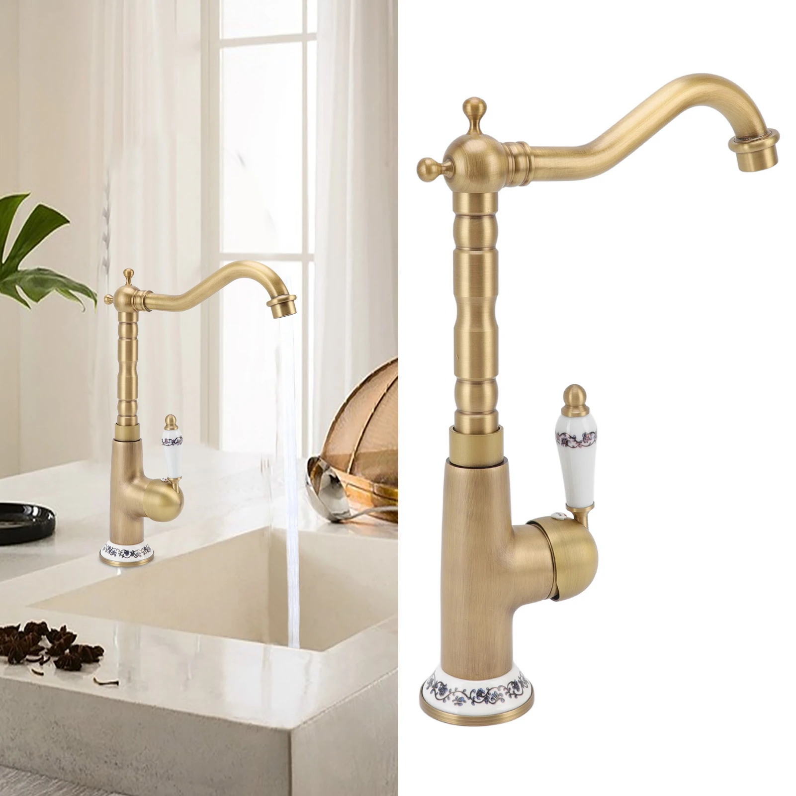 Antique Kitchen Faucet Gold All Copper European Antique Hot Cold Mixed 360° Rotating Kitchen Bathroom Sink Faucet
Antique Kitchen Faucet Gold All Copper European Antique Hot Cold Mixed 360° Rotating Kitchen Bathroom Sink Faucet
