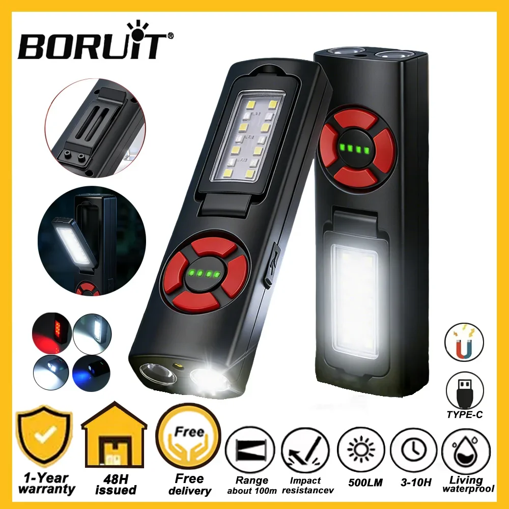 Многофункциональный фонарь BORUiT 500LM 4-в-1 с магнитным креплением и перезаряжаемым аккумулятором, 4 режима: белый/УФ/красный свет для работы и велоспорта
Многофункциональный фонарь BORUiT 500LM 4-в-1 с магнитным креплением и перезаряжаемым аккумулятором, 4 режима: белый/УФ/красный свет для работы и велоспорта