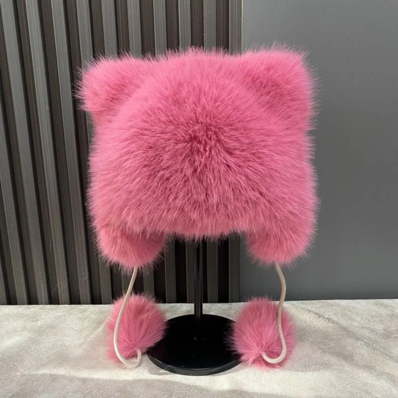 This fur hat is warm cute and suitable for children both boys girls
This fur hat is warm cute and suitable for children both boys girls
