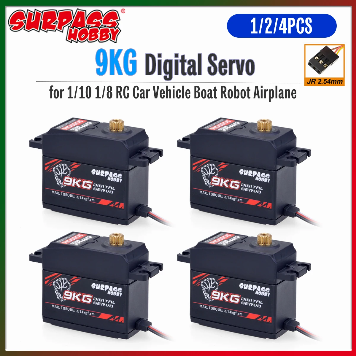 1/2/4 шт. Цифровой сервопривод Surpass Hobby 9 кг с металлическим редуктором 4.8V~6V S0900M для радиоуправляемых моделей автомобилей, грузовиков, лодок, роботов, самолетов масштаба 1/10 и 1/8
1/2/4 шт. Цифровой сервопривод Surpass Hobby 9 кг с металлическим редуктором 4.8V~6V S0900M для радиоуправляемых моделей автомобилей, грузовиков, лодок, роботов, самолетов масштаба 1/10 и 1/8