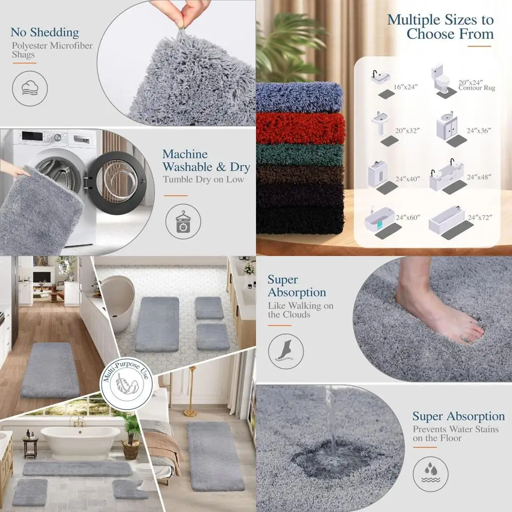 Luxury Grey Shaggy Bath Mat, 24x72, Extra Soft, Absorbent, Machine Washable, Non-Slip, Microfiber Floor Rug
Luxury Grey Shaggy Bath Mat, 24x72, Extra Soft, Absorbent, Machine Washable, Non-Slip, Microfiber Floor Rug
