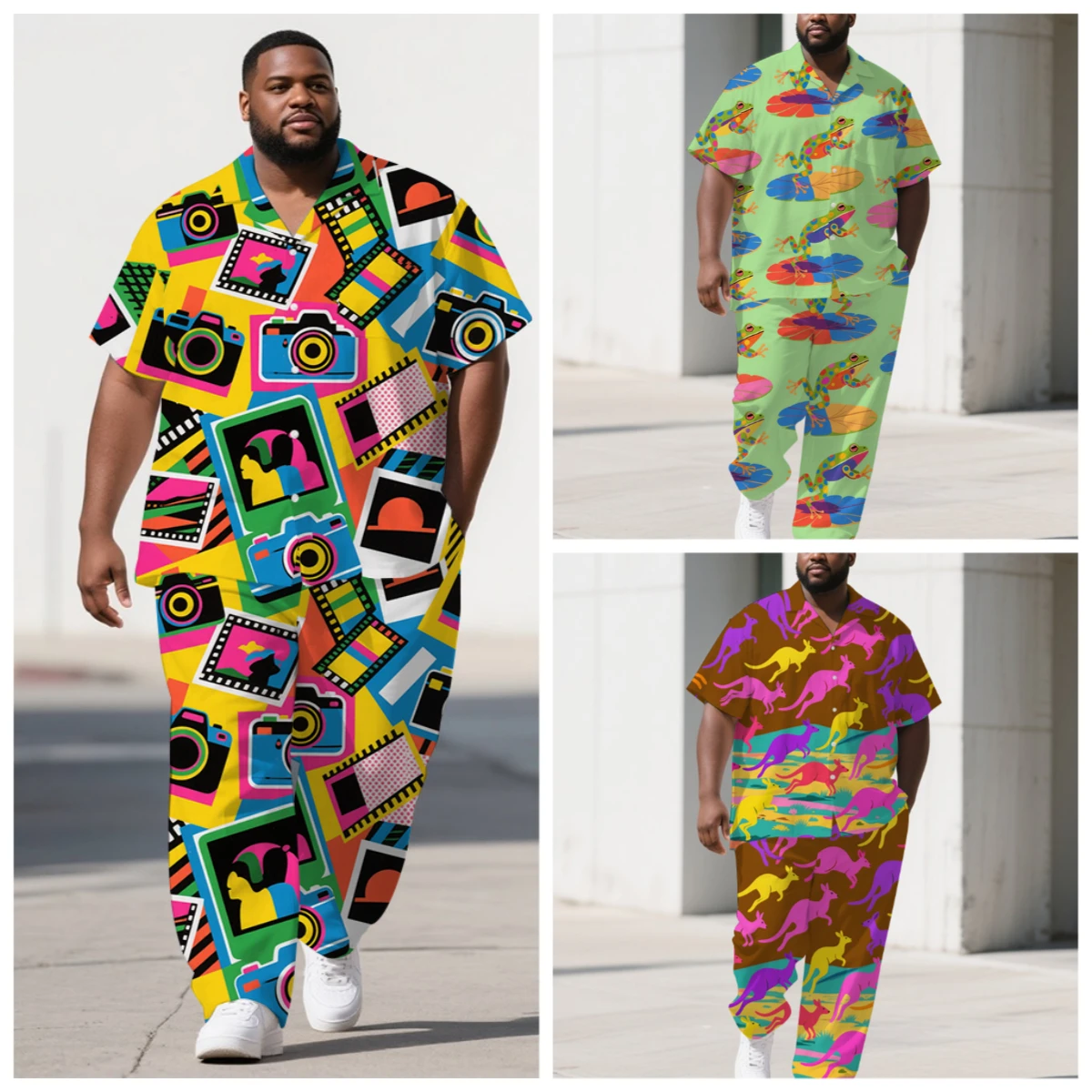 S-9XL Men's Summer Frog Camera Kangaroo Light Bulb Print Oversized Shirt & Pants Set Multi-Design Casual 2-Piece Outfit
S-9XL Men's Summer Frog Camera Kangaroo Light Bulb Print Oversized Shirt & Pants Set Multi-Design Casual 2-Piece Outfit