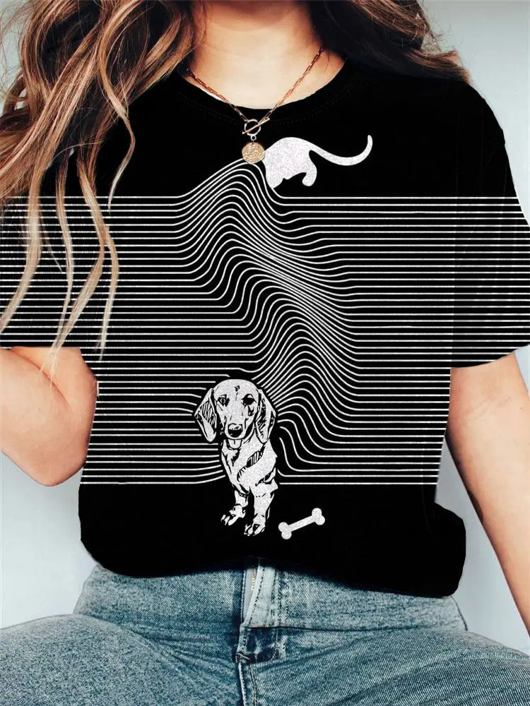 Cute Little Black Dachshund Dog Printing Women's Casual O neck Short Sleeved Breathable T Shirt
Cute Little Black Dachshund Dog Printing Women's Casual O neck Short Sleeved Breathable T Shirt